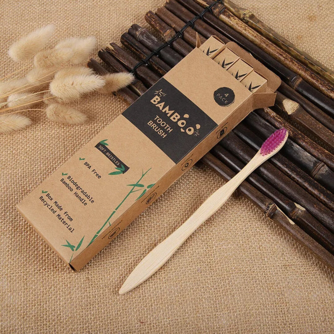 Lot-de-4-brosses-a-dents-bambou-biodegradables-poils-doux-violet