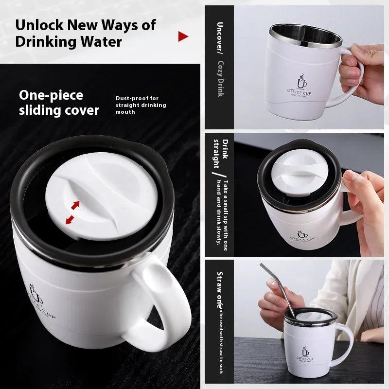 Mug isotherme en inox 500 ml - avec anse et couvercle