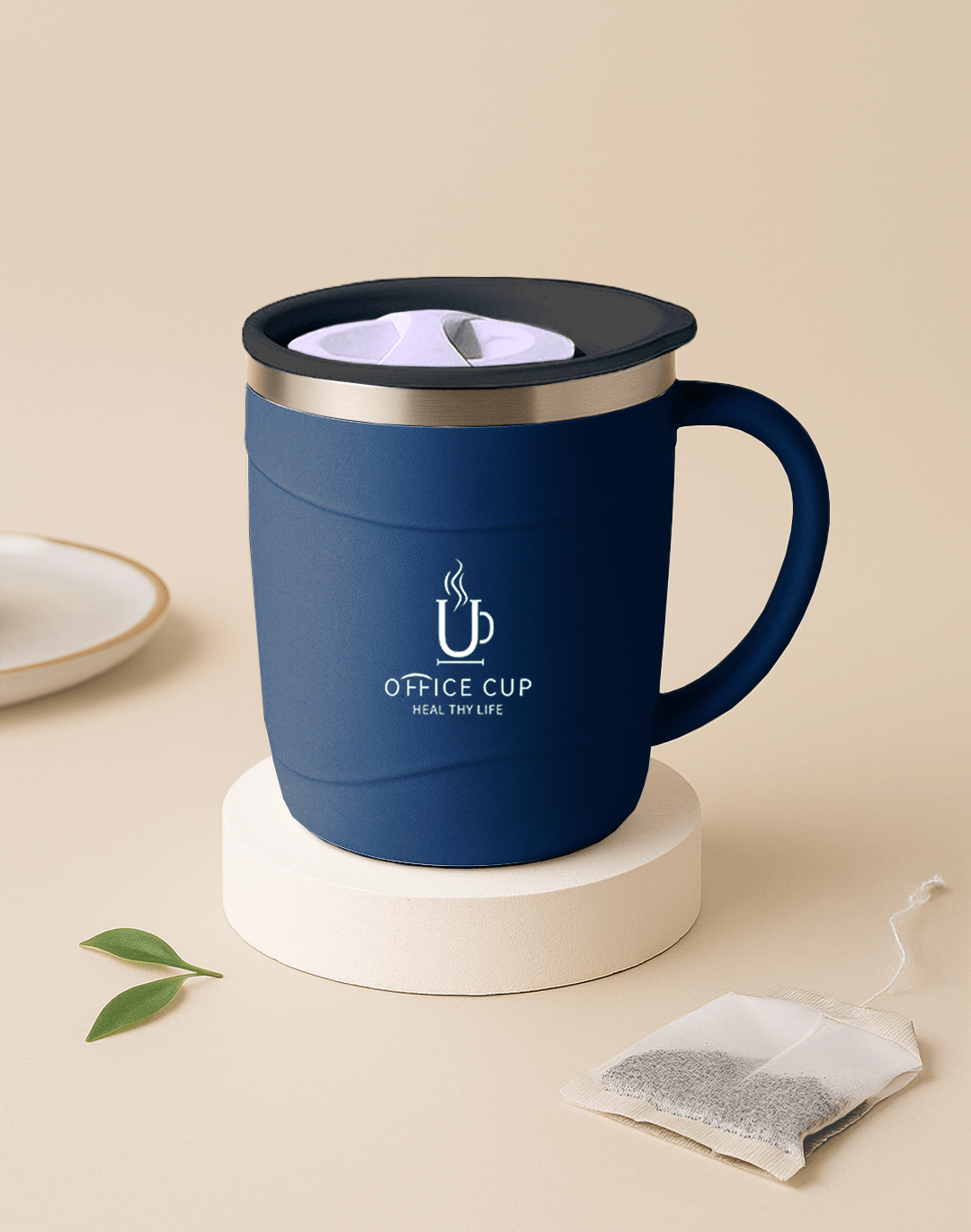 Mug isotherme en inox 500 ml - avec anse et couvercle