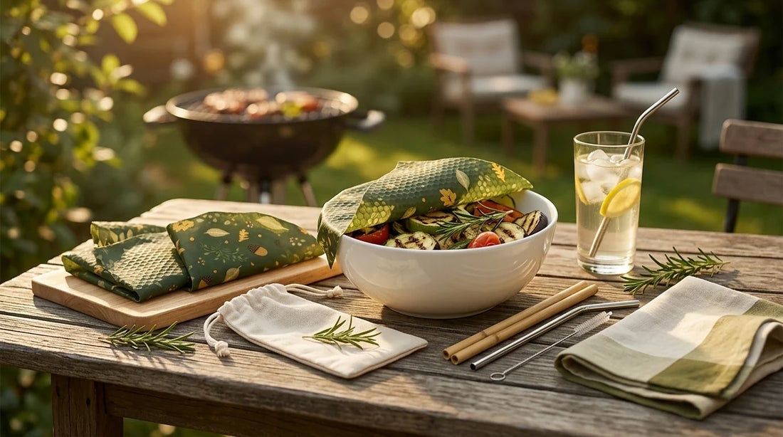 Photographie Ecosense pour l'article « Barbecue Écolo : Griller sans Polluer cet Été » — scène photoréaliste illustrant barbecue écolo, barbecue écologique, griller sans polluer, charbon de bois impact, allume-feux naturels, barbecue zéro déchet, pal