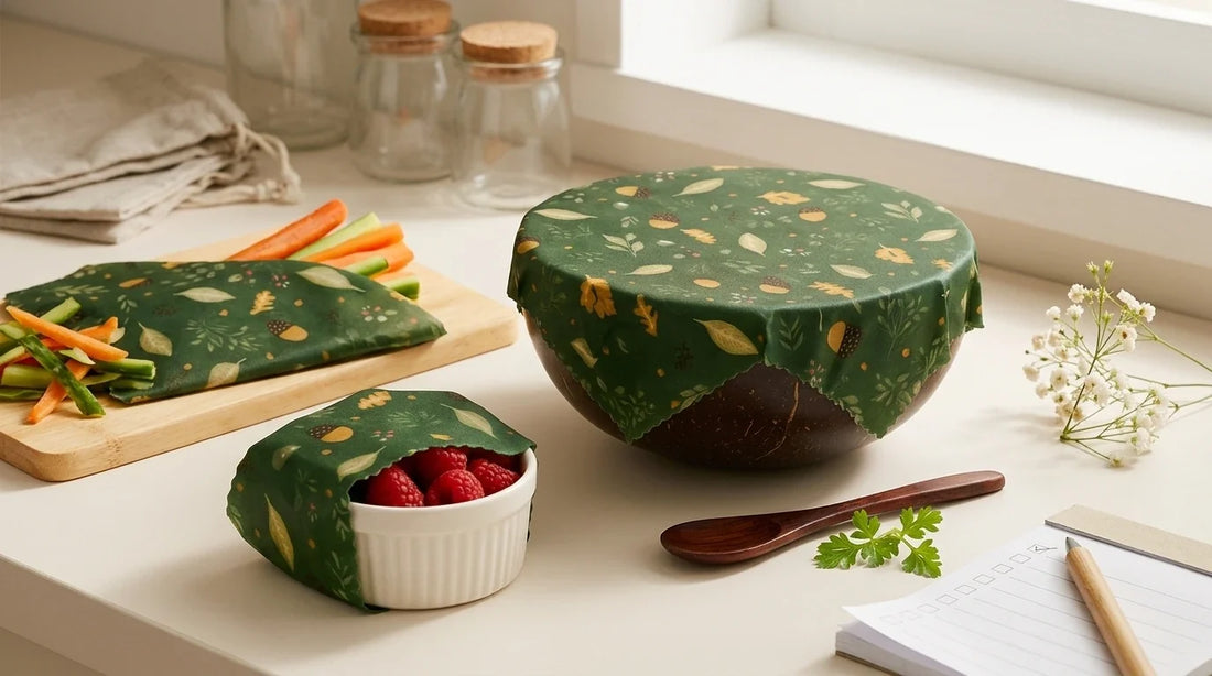 Photographie Ecosense pour l'article « Batch Cooking Écolo : Planifier ses Repas sans Gaspillage » — scène photoréaliste illustrant batch cooking ecolo, anti gaspillage cuisine, conserver aliments sans plastique, planifier ses repas, achats en vrac, 