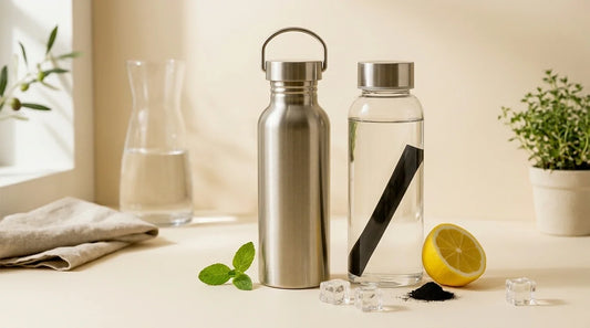 Photographie Ecosense pour l'article « Bouteilles Plastiques Interdites : Ce Que Change la Loi AGEC » — scène photoréaliste illustrant loi AGEC bouteille plastique, interdiction plastique France, coût environnemental bouteille plastique, recyclage em