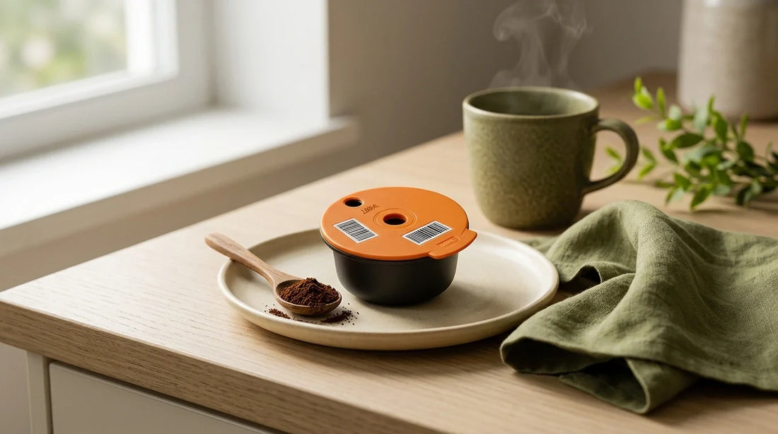 Photographie Ecosense pour l'article « Capsules Tassimo Réutilisables : Avis et Mode d'Emploi » — scène photoréaliste illustrant capsules Tassimo réutilisables, dosette rechargeable Tassimo, capsule réutilisable café, mode d'emploi capsule Tassimo, c