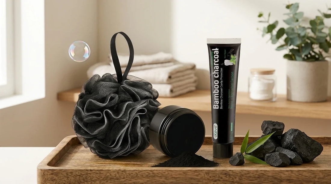 Photographie Ecosense pour l'article « Cosmétiques Naturels : Guide Complet des Alternatives Saines » — scène photoréaliste illustrant cosmétiques naturels, déodorant naturel sel aluminium, routine beauté naturelle sans plastique, shampoing solide, l
