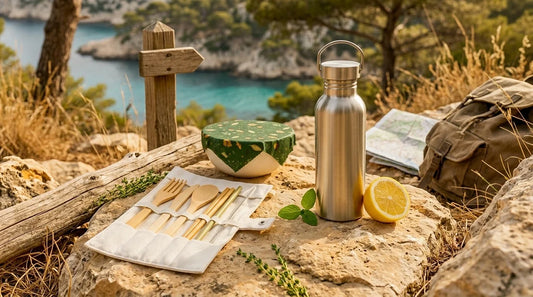 Photographie Ecosense pour l'article « Éco-Tourisme en France : 10 Destinations Vertes pour l'Été » — scène photoréaliste illustrant eco tourisme france, vacances ecolo france, voyage zero dechet provence, parcs nationaux sans voiture, destinations v