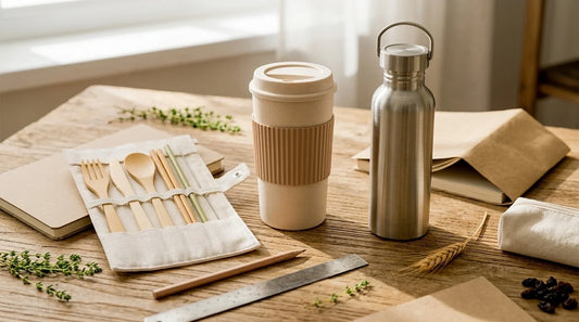 Photographie Ecosense pour l'article « Fournitures Scolaires Écologiques : Liste Sans Plastique » — scène photoréaliste illustrant fournitures scolaires écologiques, cartable sans plastique, rentrée zéro déchet, liste de fournitures sans plastique, l