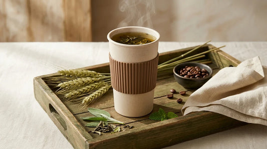 Photographie Ecosense pour l'article « Mug en Paille de Blé : Avis, Avantages et Inconvénients » — scène photoréaliste illustrant mug paille blé, composite biosourcé, vaisselle écologique, palette olive et lime, ambiance zéro déchet authentique.