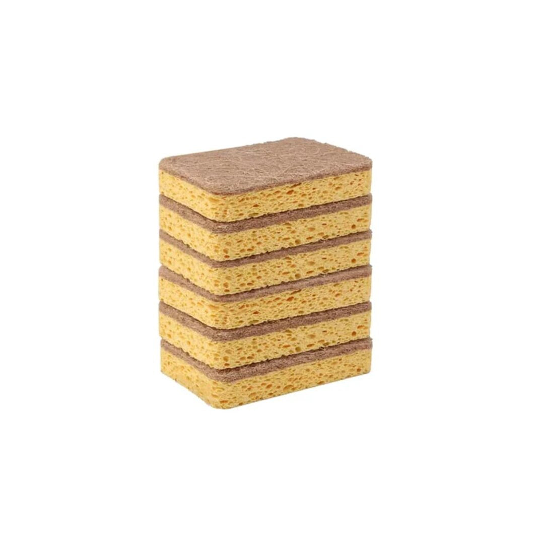Lot-de-6-eponges-en-fibre-de-coco-biodegradable-jaune