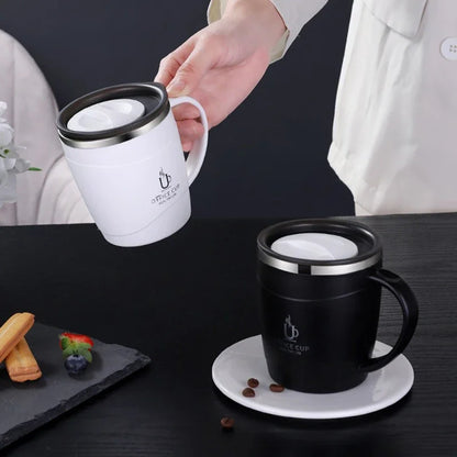 Mug isotherme en inox 500 ml - avec anse et couvercle