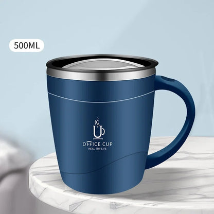 Mug isotherme en inox 500 ml - avec anse et couvercle
