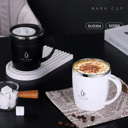 Mug isotherme en inox 500 ml - avec anse et couvercle
