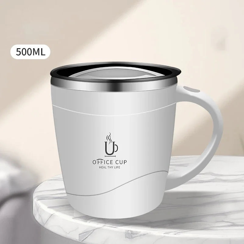 Mug isotherme en inox 500 ml - avec anse et couvercle