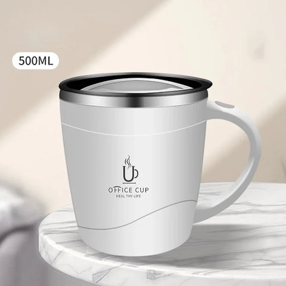 Mug isotherme en inox 500 ml - avec anse et couvercle