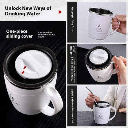 Mug isotherme en inox 500 ml - avec anse et couvercle