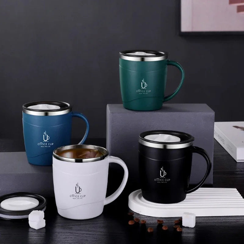 Mug isotherme en inox 500 ml - avec anse et couvercle