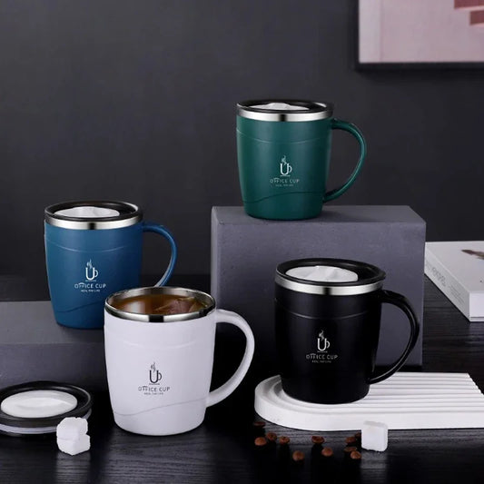 Mug isotherme en inox 500 ml - avec anse et couvercle