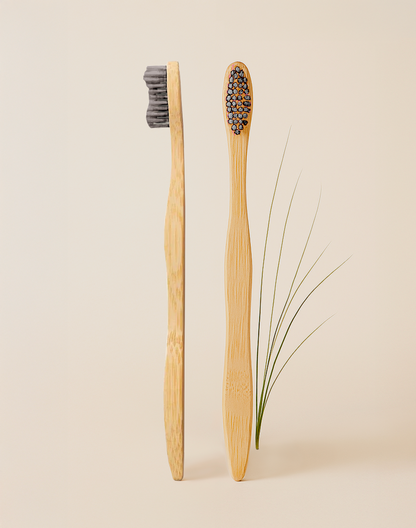 Lot de 4 brosses à dents bambou biodégradables poils doux