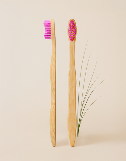Lot de 4 brosses à dents bambou biodégradables poils doux
