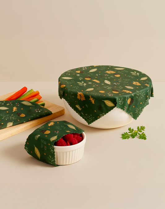 Lot de 3 Emballages alimentaires écologiques cire d'abeille