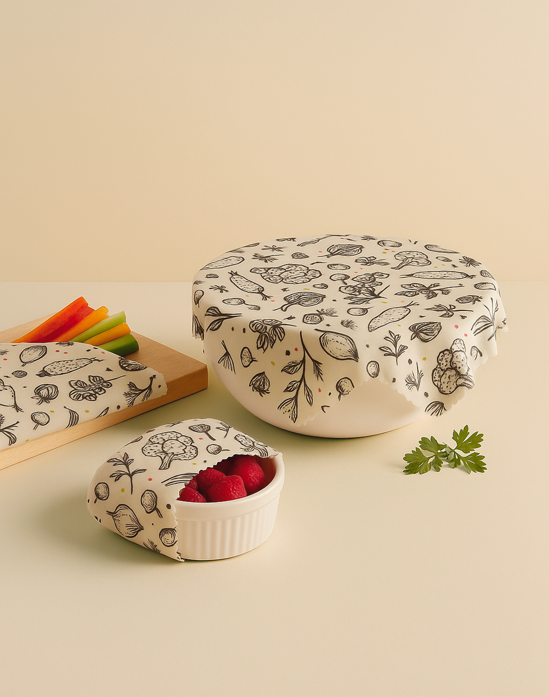 Lot de 3 Emballages alimentaires écologiques cire d'abeille