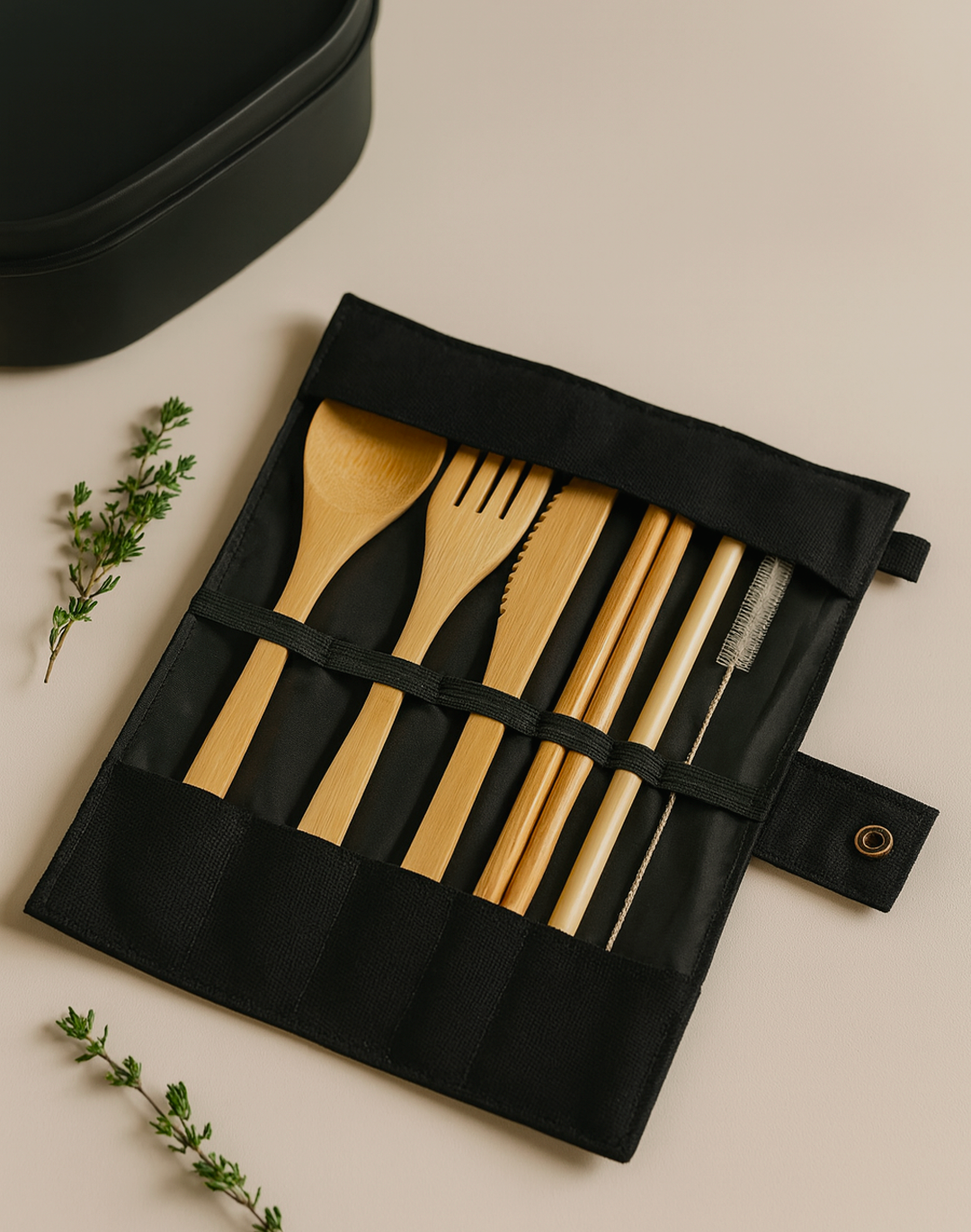 Ensemble de couverts en bambou durable - 6 en 1