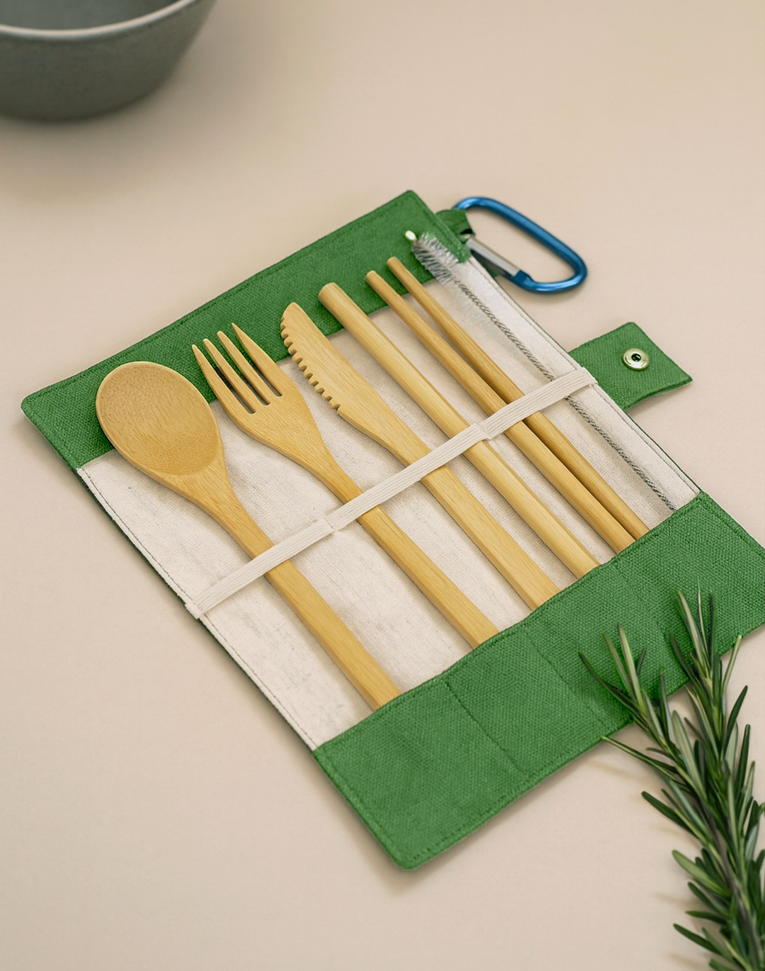 Ensemble de couverts en bambou durable - 6 en 1