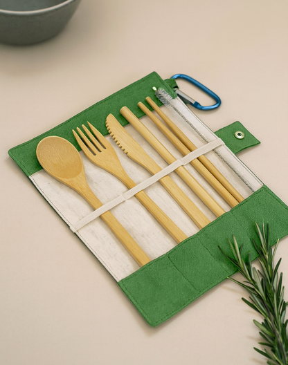 Ensemble de couverts en bambou durable - 6 en 1