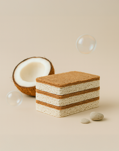 Lot de 6 éponges en cellulose et fibre de coco
