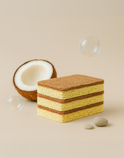 Lot de 6 éponges en cellulose et fibre de coco