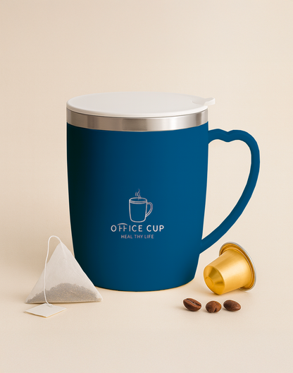 Mug isotherme en inox 350 ml - avec anse et couvercle