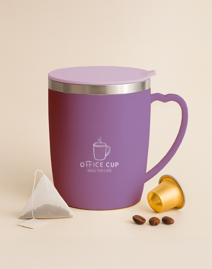 Mug isotherme en inox 350 ml - avec anse et couvercle