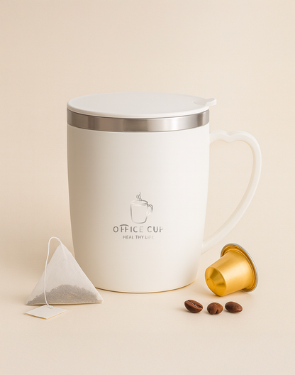 Mug isotherme en inox 350 ml - avec anse et couvercle