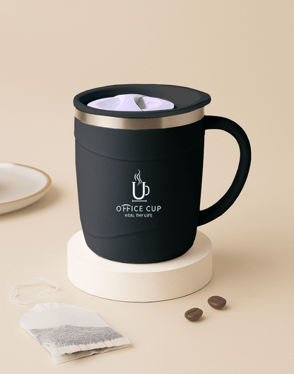 Mug isotherme en inox 500 ml - avec anse et couvercle